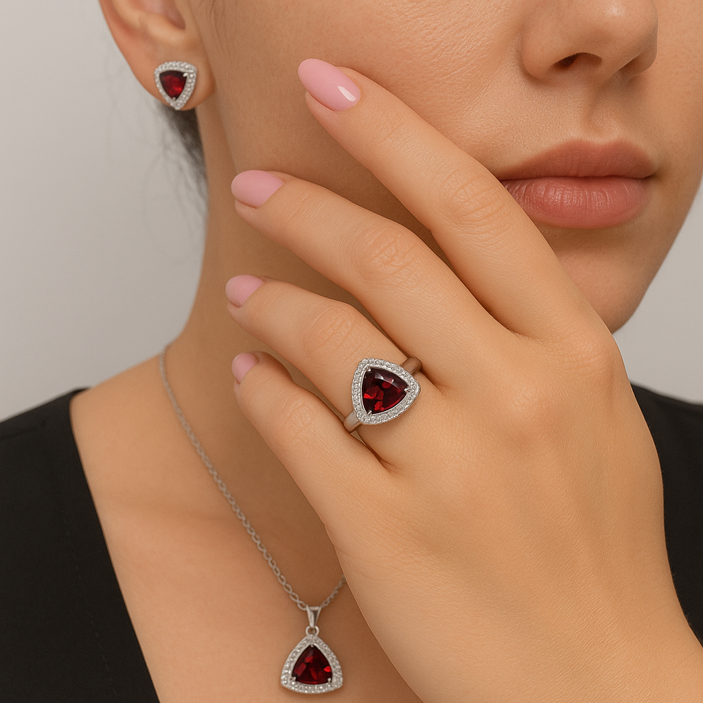 Twilight Garnet Silver Set