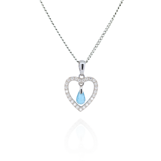 Blue Whisper Heart Topaz Pendant