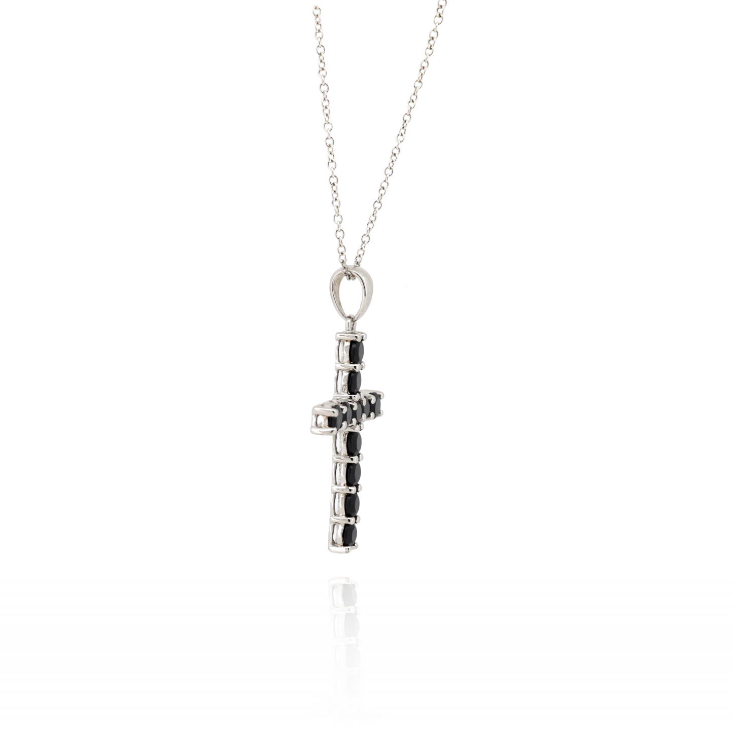 Mini Black Spinel Silver Cross