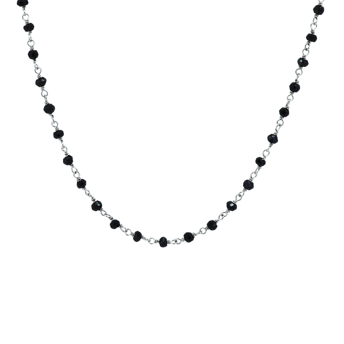 Black Spinel Silver Chain