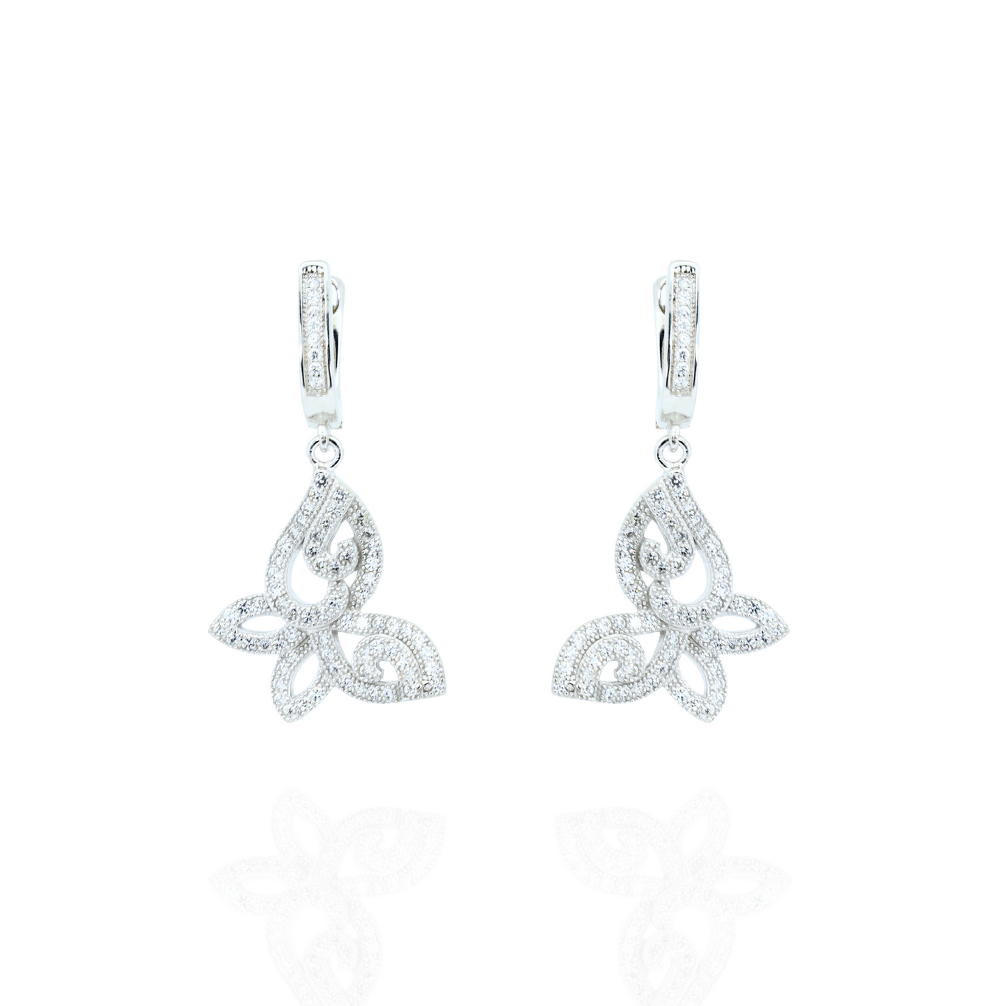 Diamond Butterfly Silver Earrings