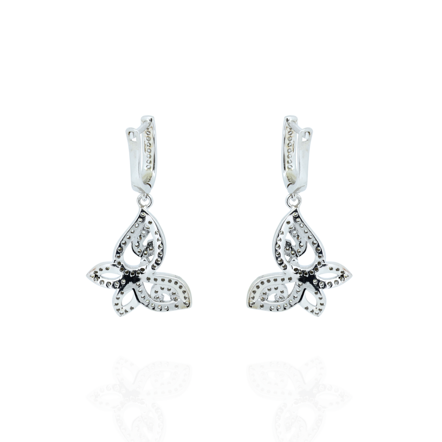 Diamond Butterfly Silver Earrings