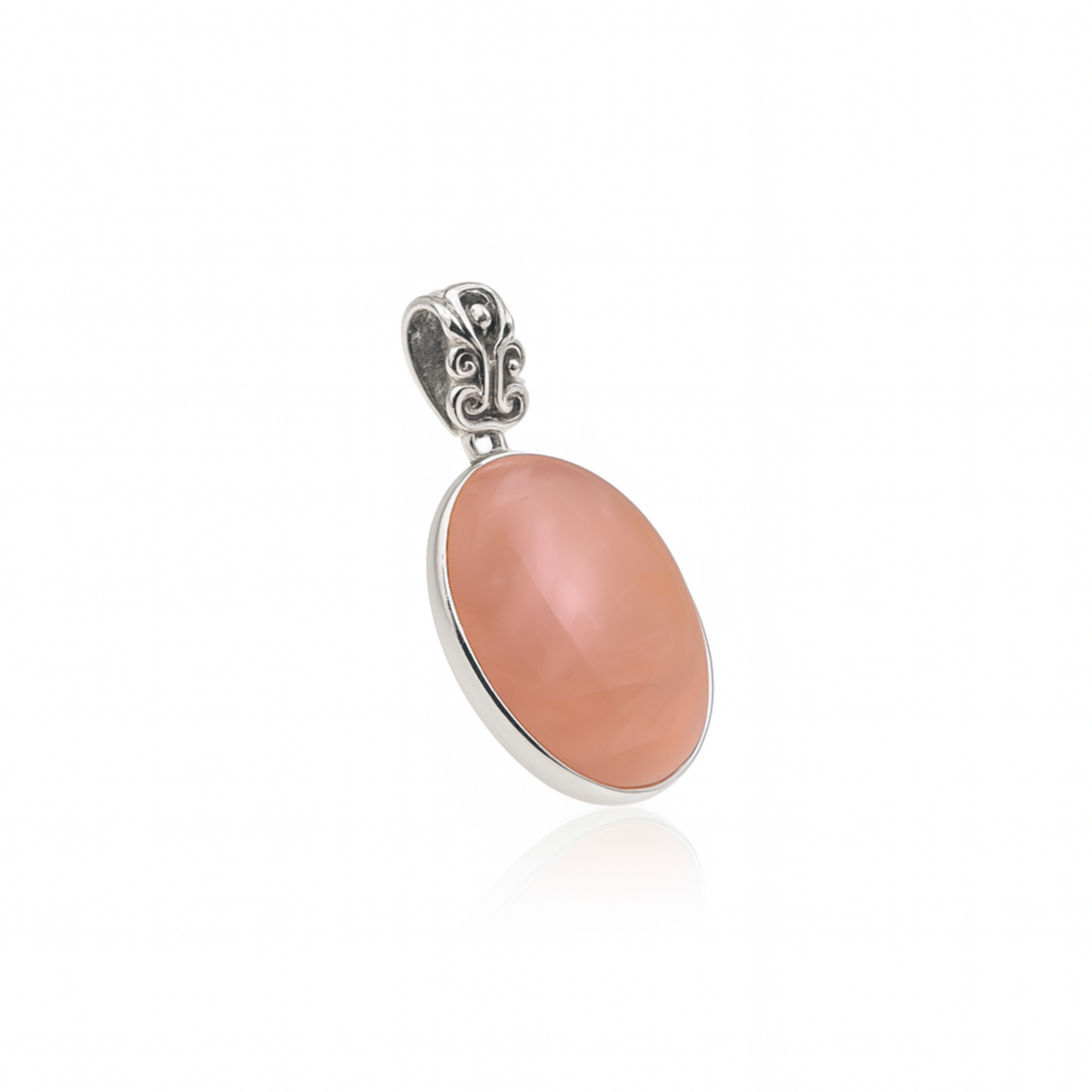 Serene Blossom – Rose Quartz Silver Pendant
