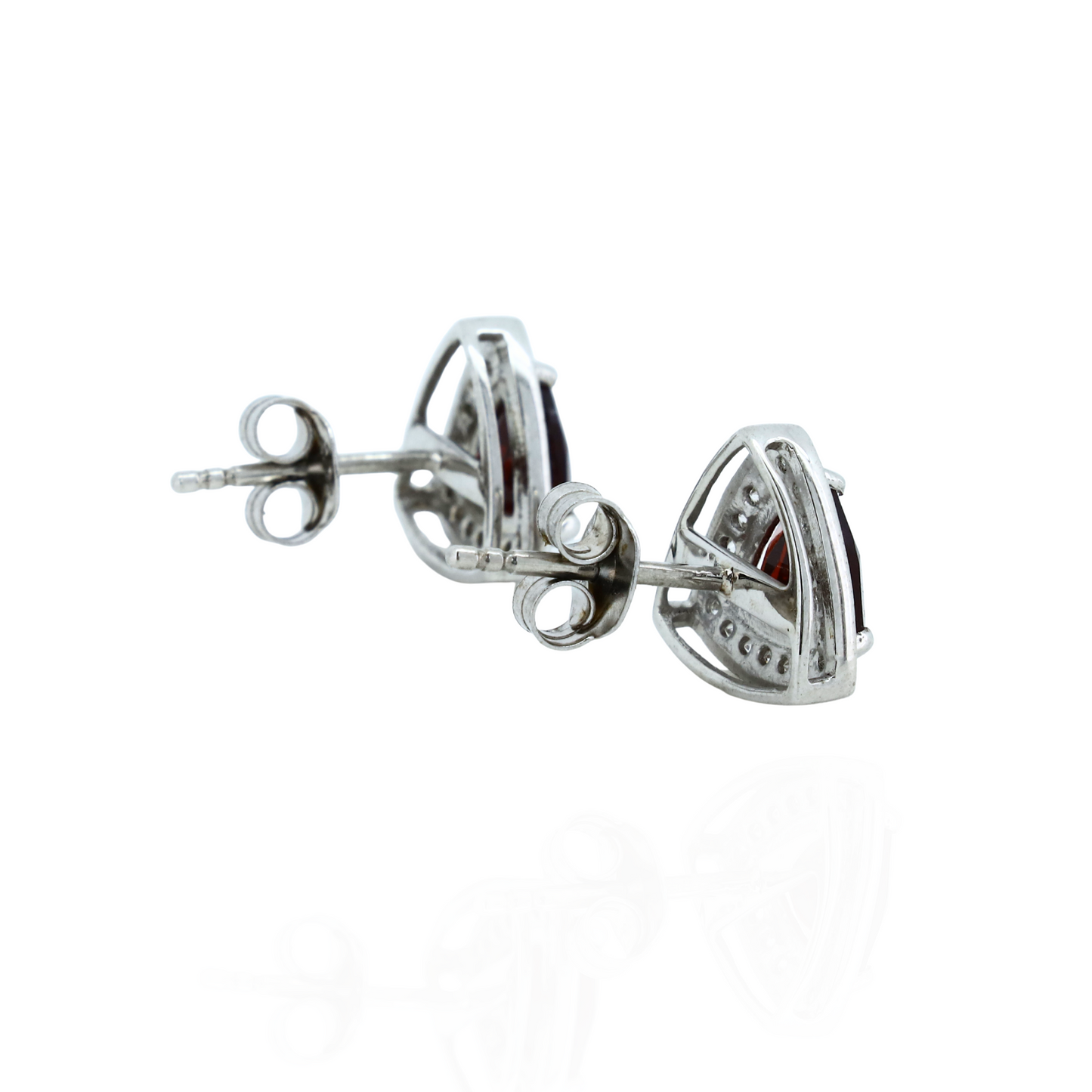 Tri Glow Garnet Silver Earrings