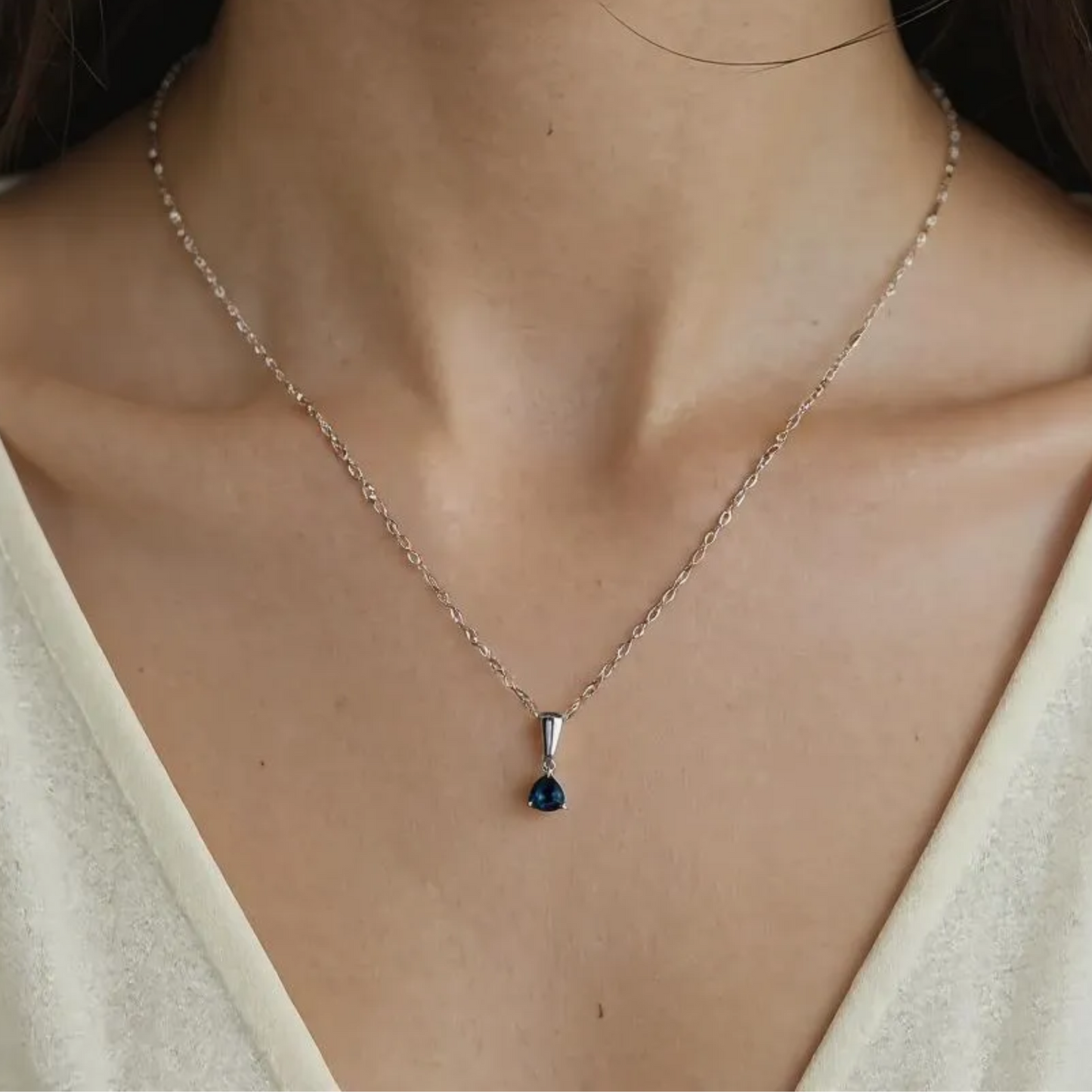 Trilliant London Blue Topaz Silver Pandent