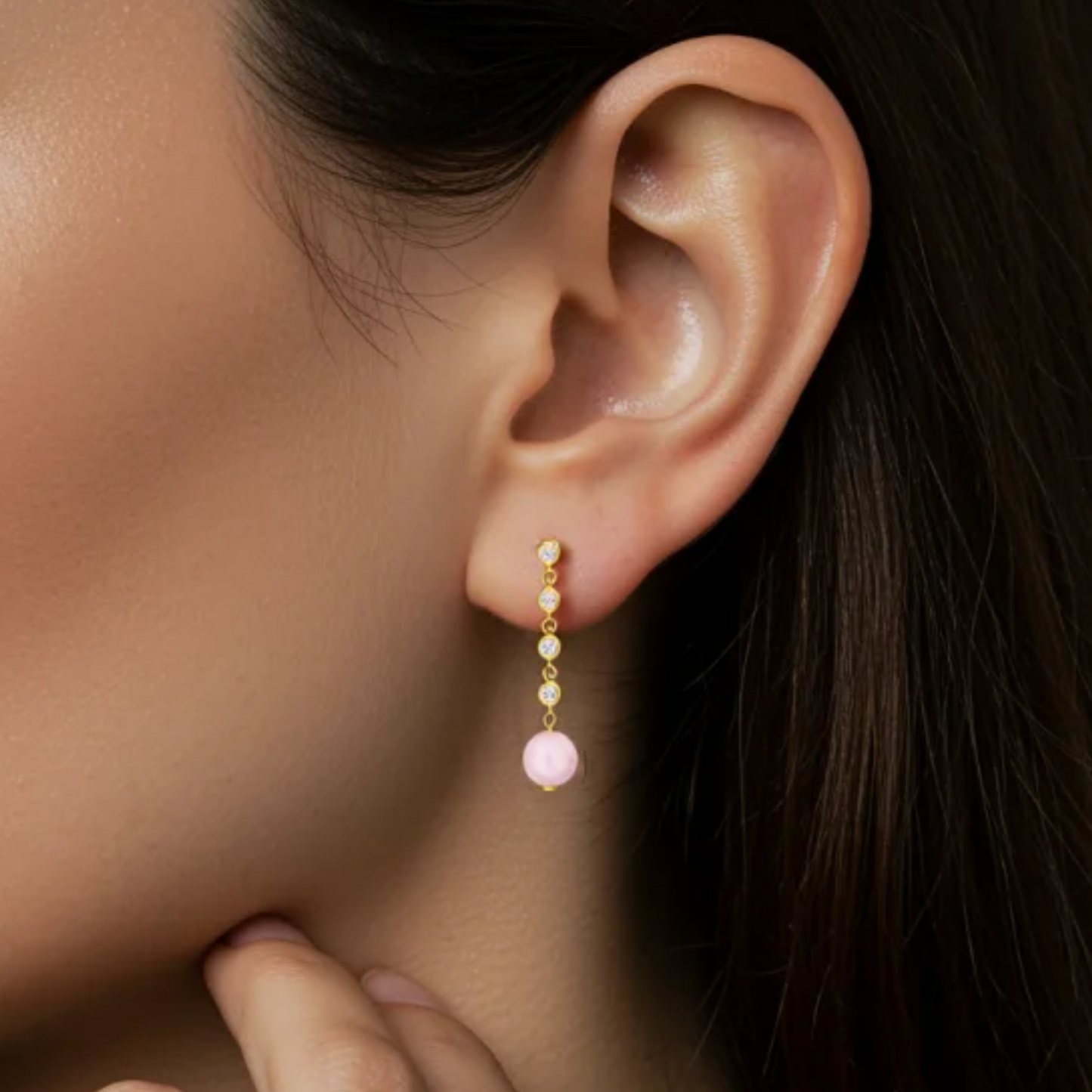 Rosé Drop Pink Opal Dangle Earrings