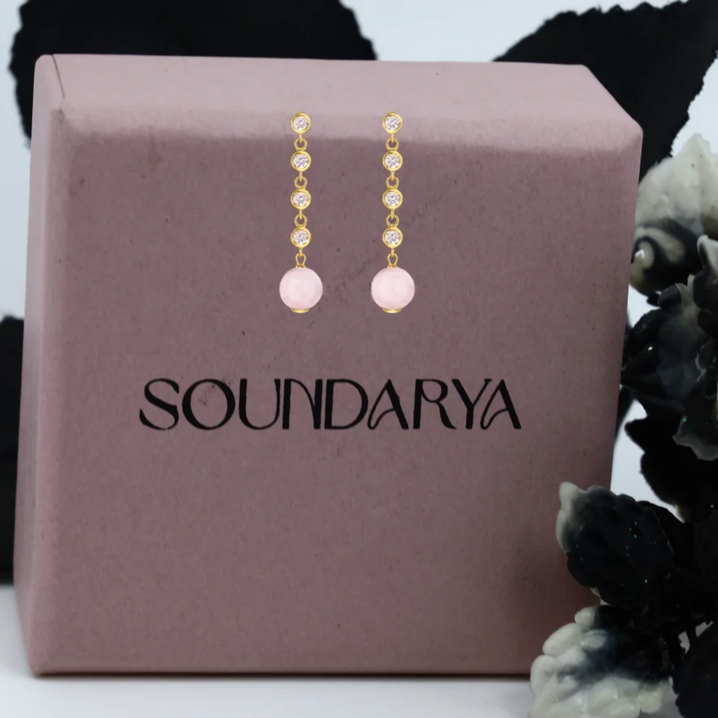Rosé Drop Pink Opal Dangle Earrings
