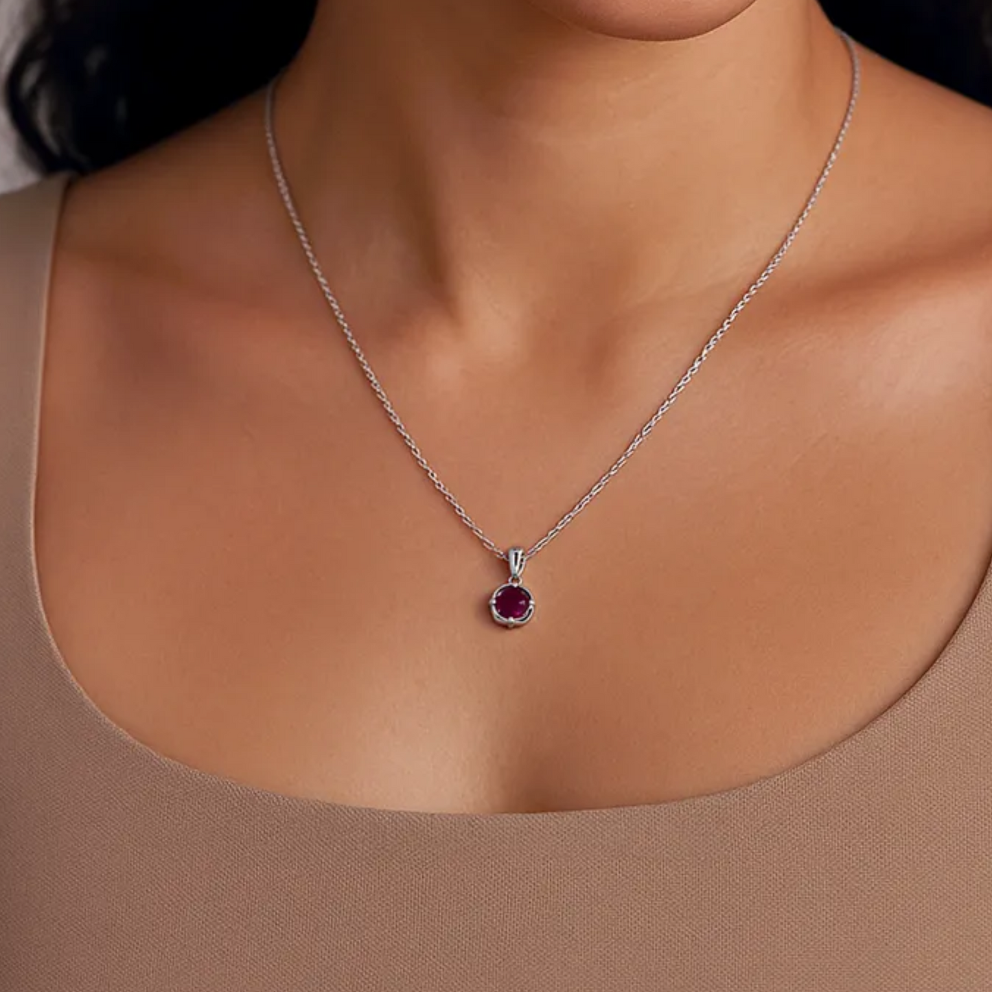 Radiant Ruby Silver Pendant