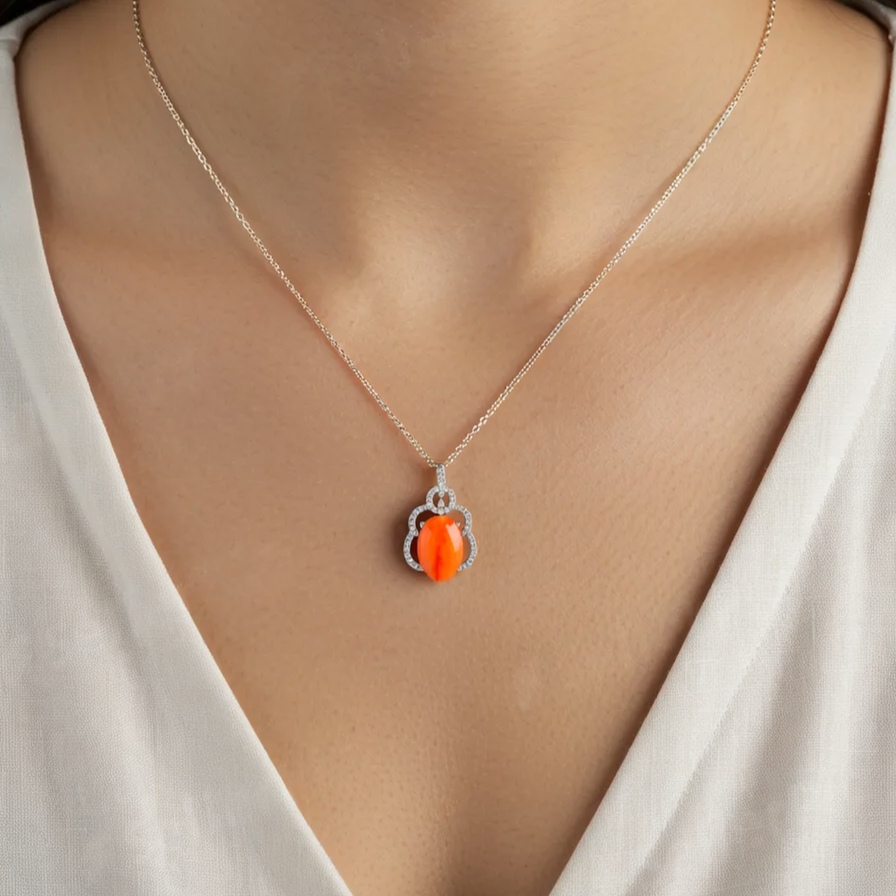 Carnelian Handcrafted Silver Pendant