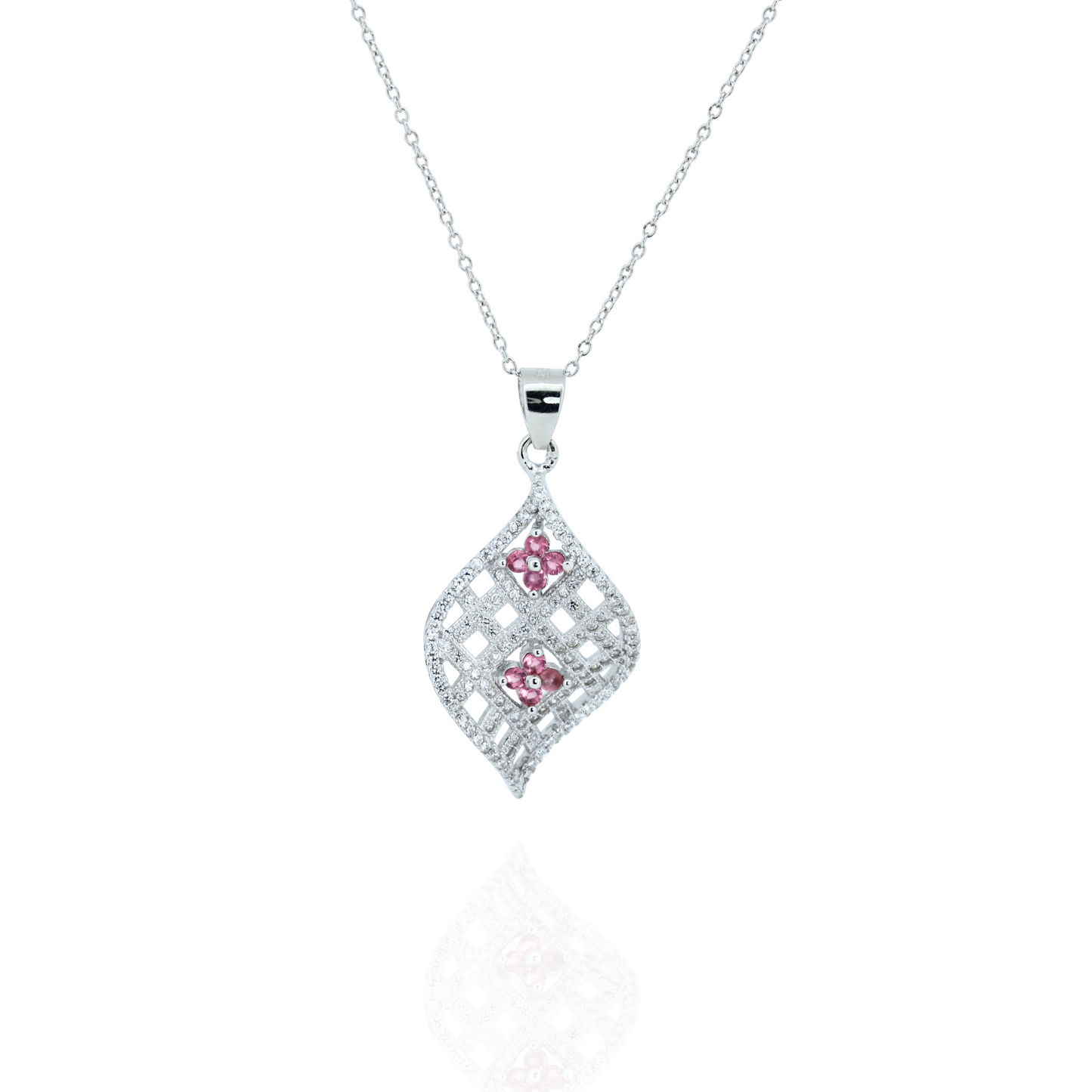 Pink Bloom Silver Necklace