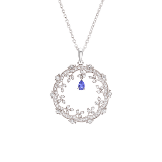 Moon Halo Tanzanite Silver Necklace