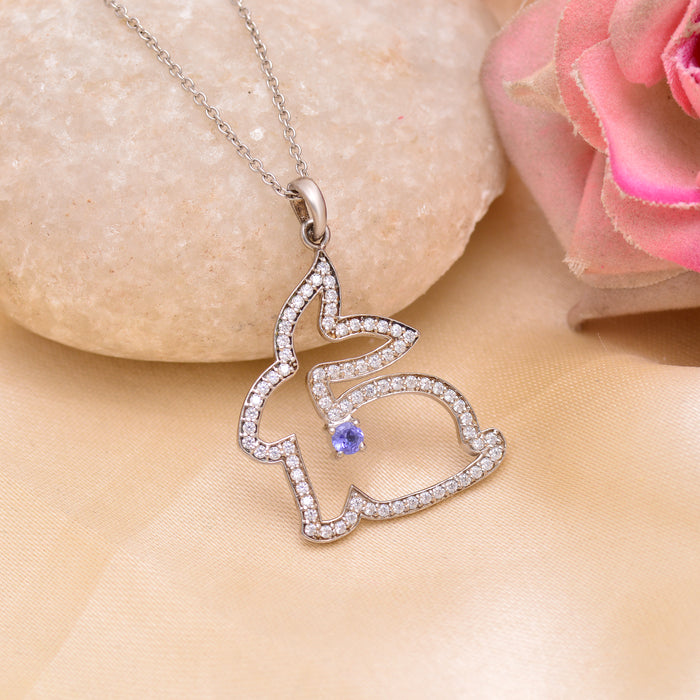 Whimsy Bunny Tanzanite Silver Necklace