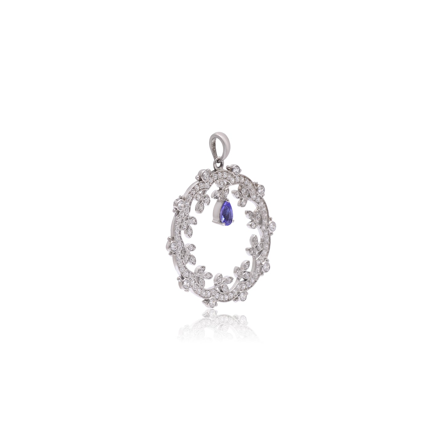 Moon Halo Tanzanite Silver Necklace