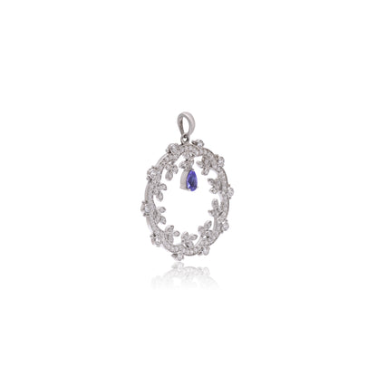 Moon Halo Tanzanite Silver Necklace