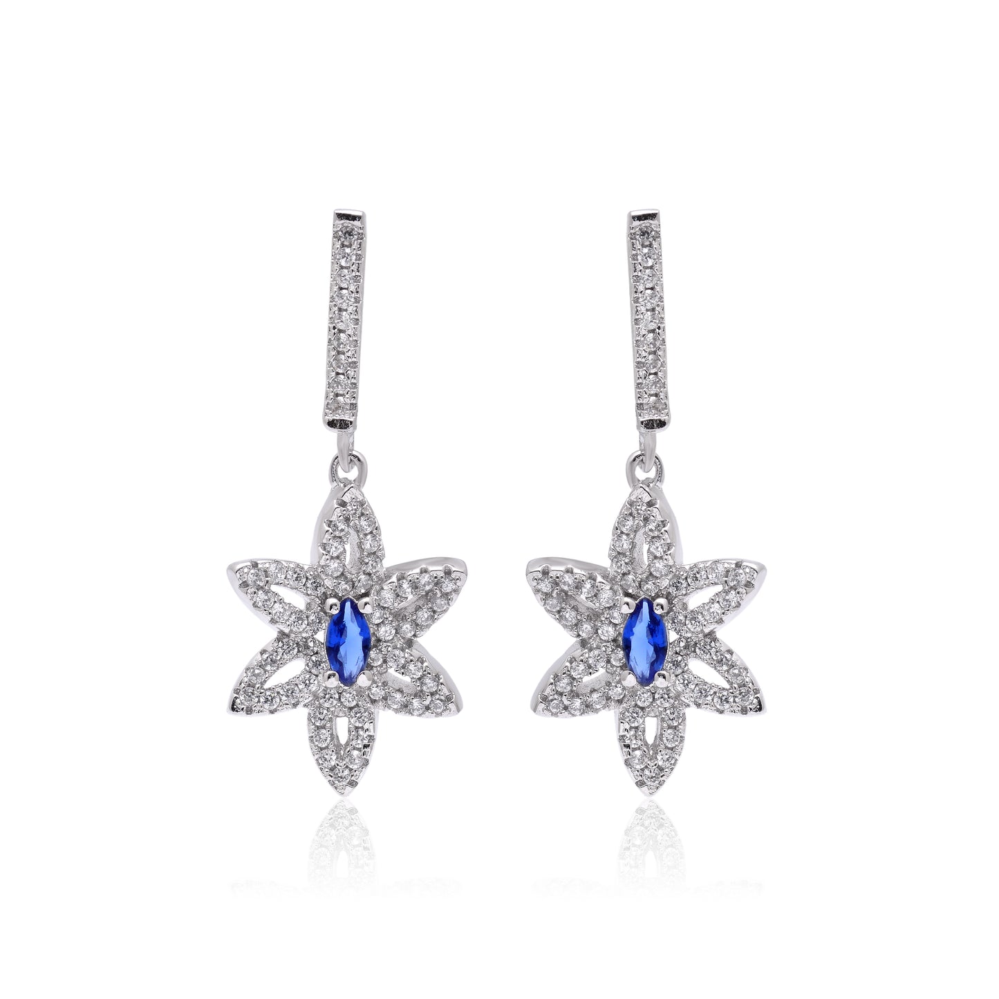 Sapphire Cascade Sterling Set with American Diamond