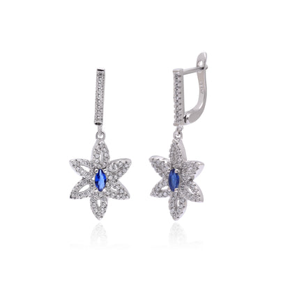 Sapphire Cascade Sterling Set with American Diamond