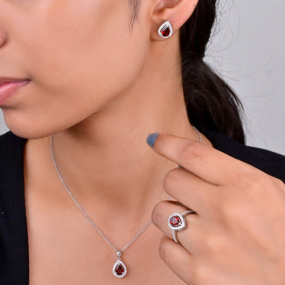 Garnet Grace Silver Set