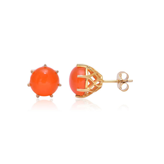 Fiery Glow Carnelian Silver Studs