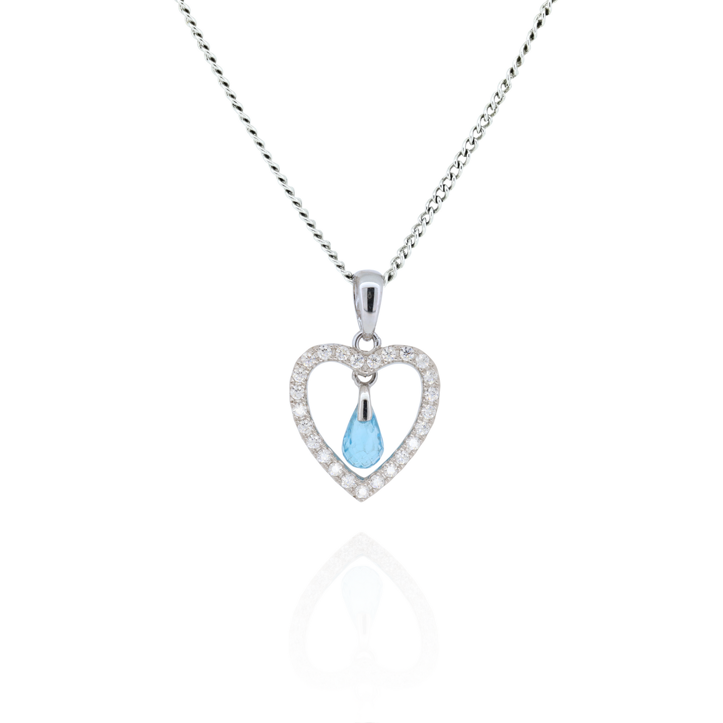 Blue Whisper Heart Topaz Pendant