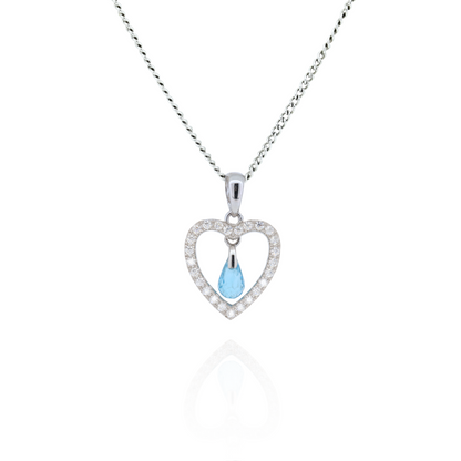 Blue Whisper Heart Topaz Pendant