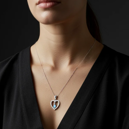Blue Whisper Heart Topaz Pendant
