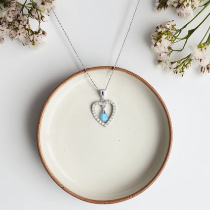 Blue Whisper Heart Topaz Pendant