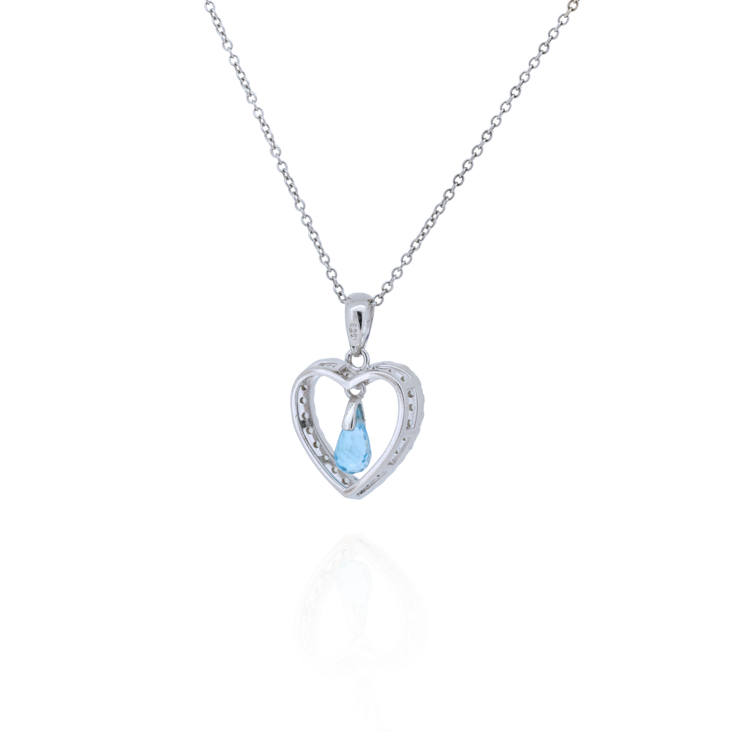 Blue Whisper Heart Topaz Pendant