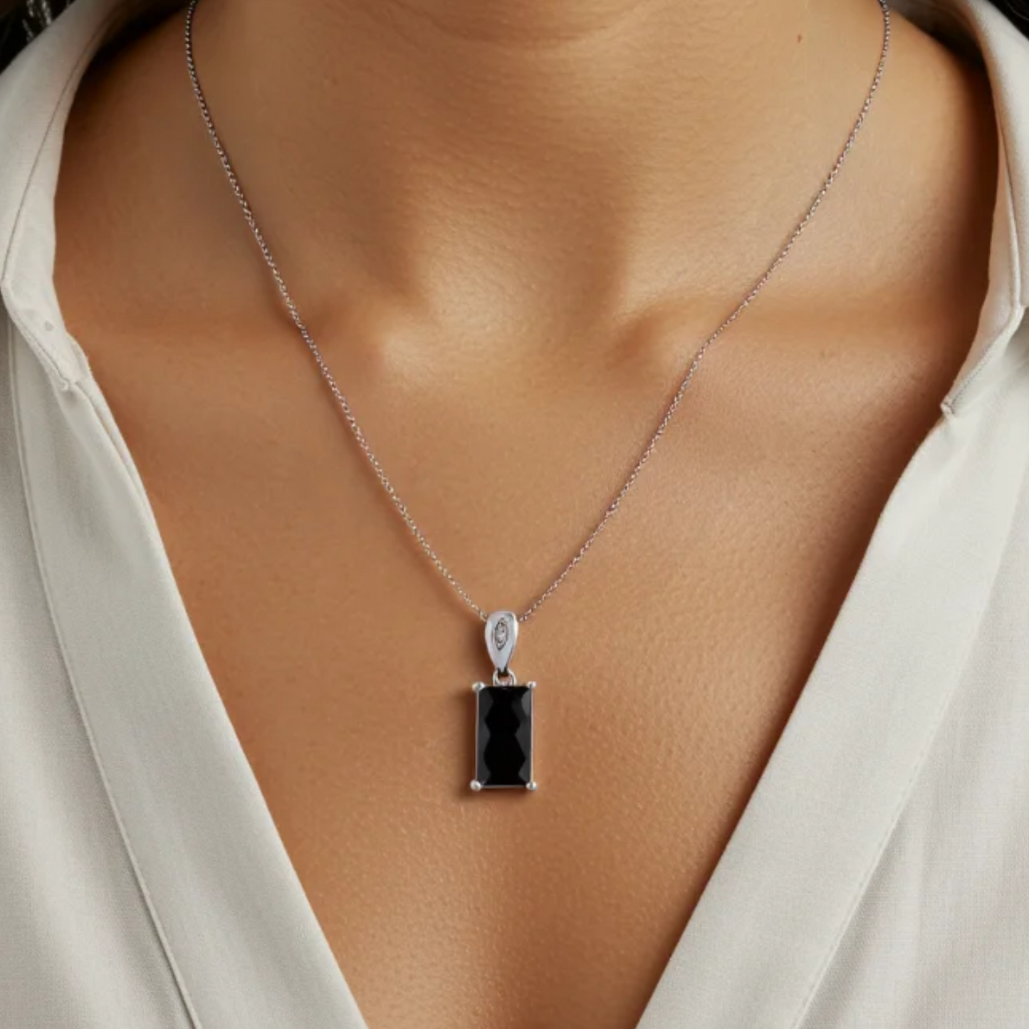 Obsidian Edge Silver Necklace