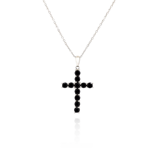 Noir Grace Black Spinel Silver Cross
