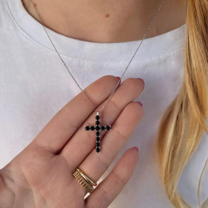 Noir Grace Black Spinel Silver Cross