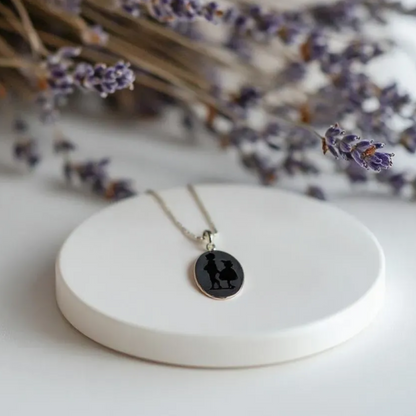 Aura Black Onyx Oval Silver Necklace