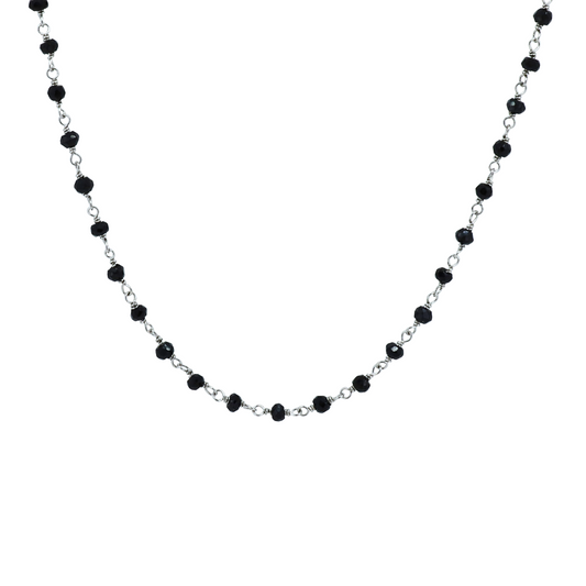 Black Spinel Silver Chain