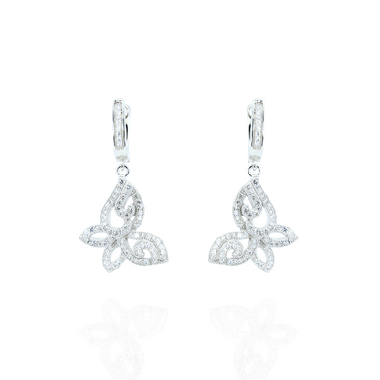 Diamond Butterfly Silver Earrings
