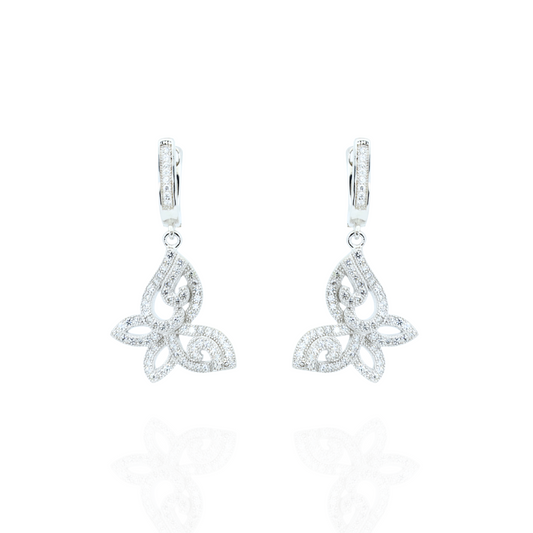 Diamond Butterfly Silver Earrings