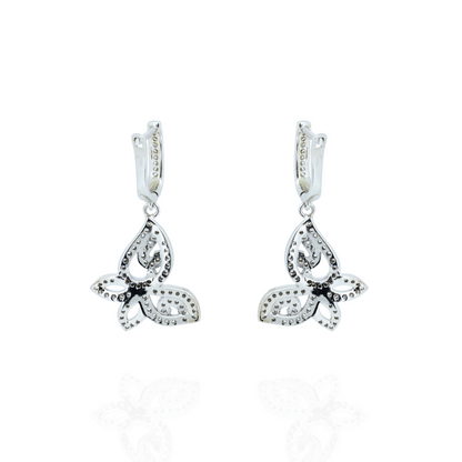 Diamond Butterfly Silver Earrings