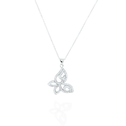 Diamond Butterfly Silver Necklace