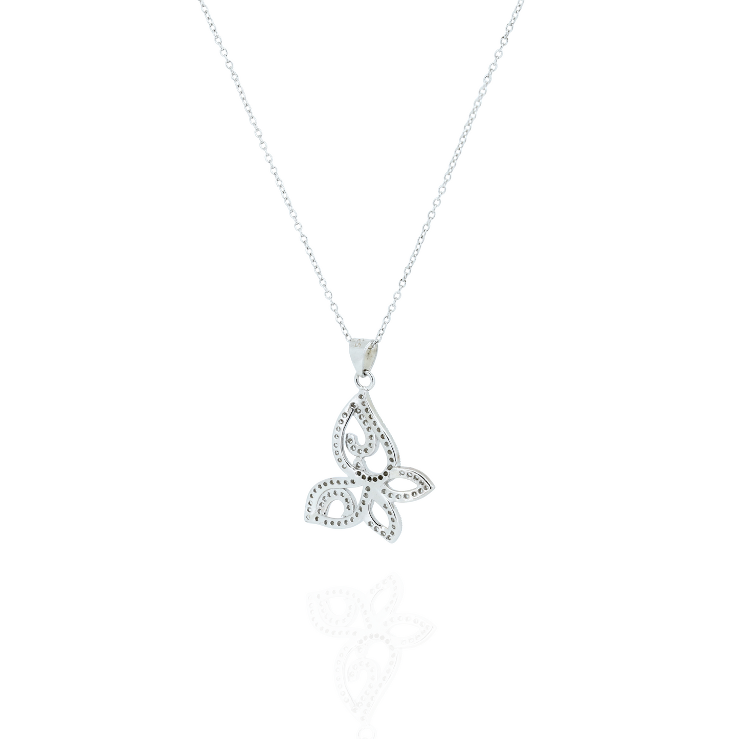 Diamond Butterfly Silver Necklace