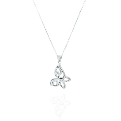 Diamond Butterfly Silver Necklace