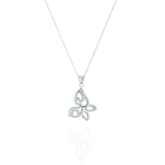 Diamond Butterfly Silver Necklace