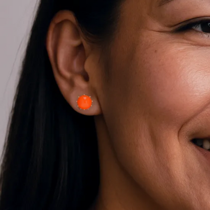 Fiery Glow Carnelian Silver Studs