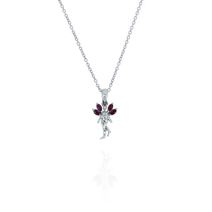 Dancing Lady Ruby Silver Necklace