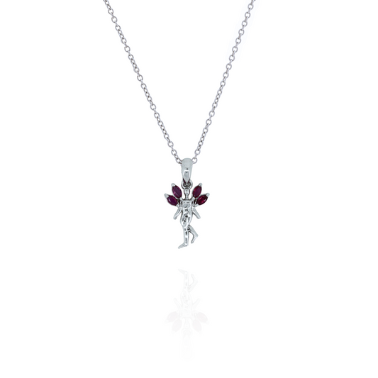 Dancing Lady Ruby Silver Necklace
