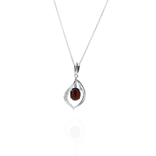 Garnet Glow Silver Pendant