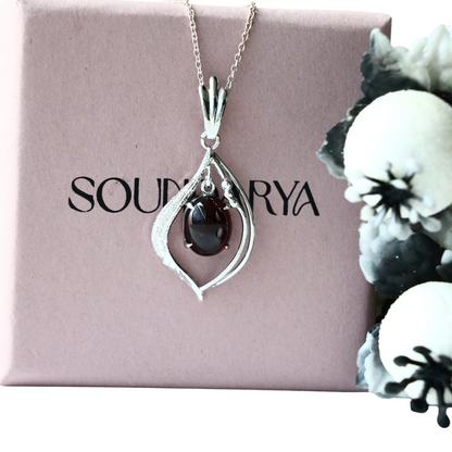 Garnet Glow Silver Pendant