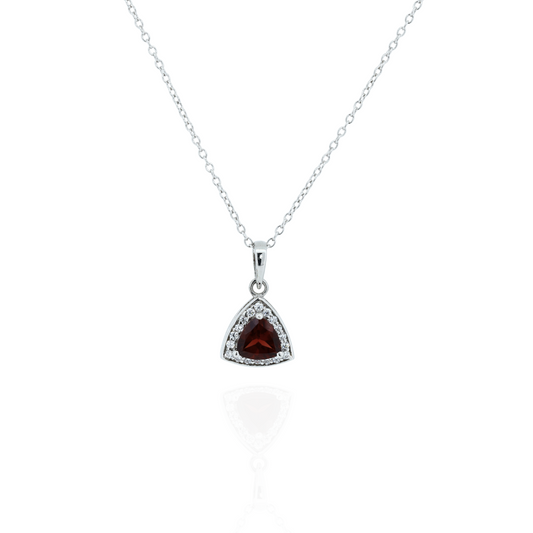 Garnet Glow Silver Necklace