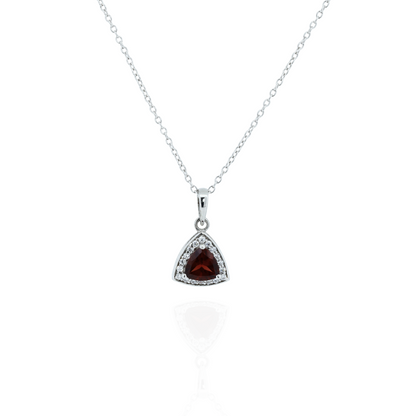 Garnet Glow Silver Necklace