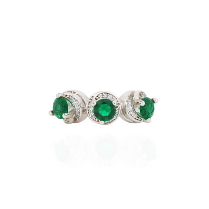 Emerald Trio Silver Ring
