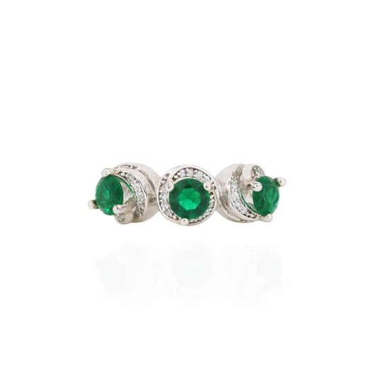 Emerald Trio Silver Ring