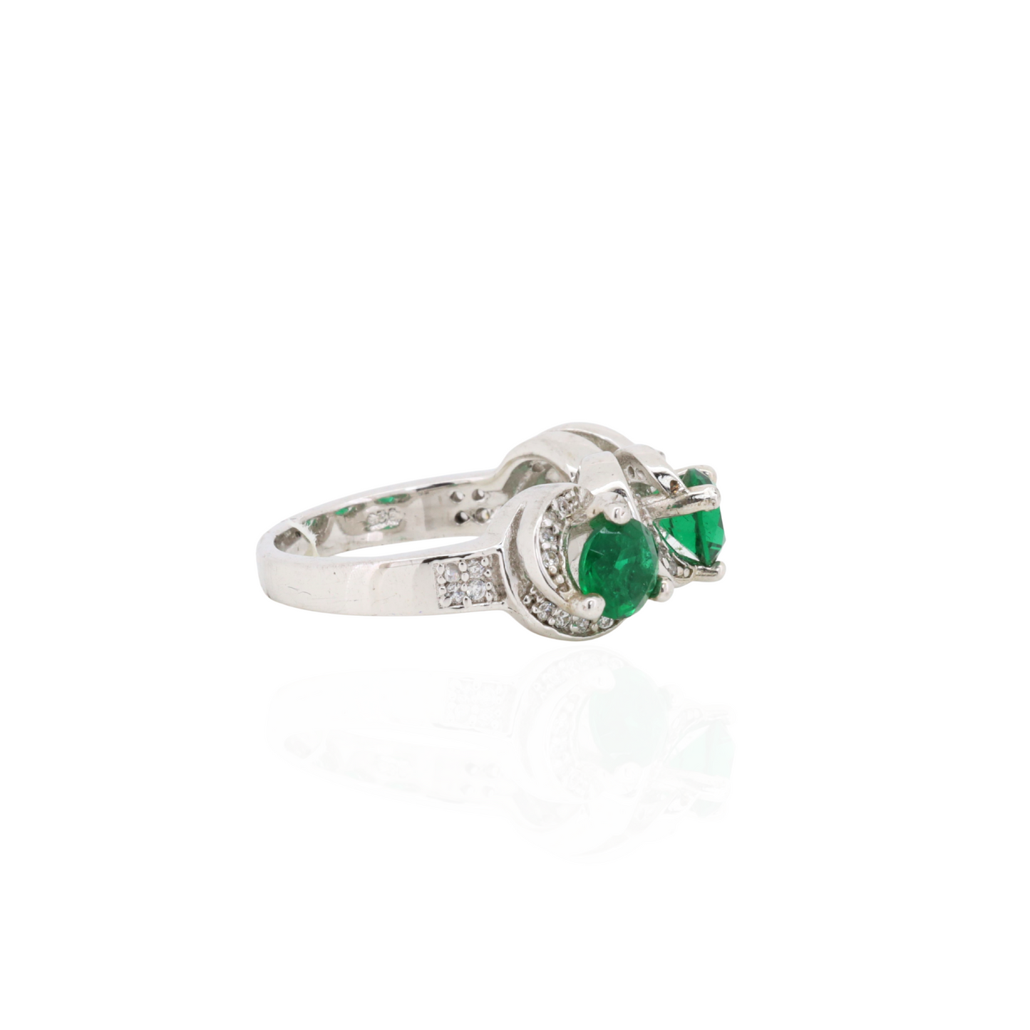 Emerald Trio Silver Ring