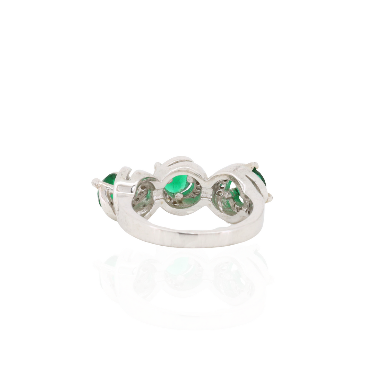 Emerald Trio Silver Ring
